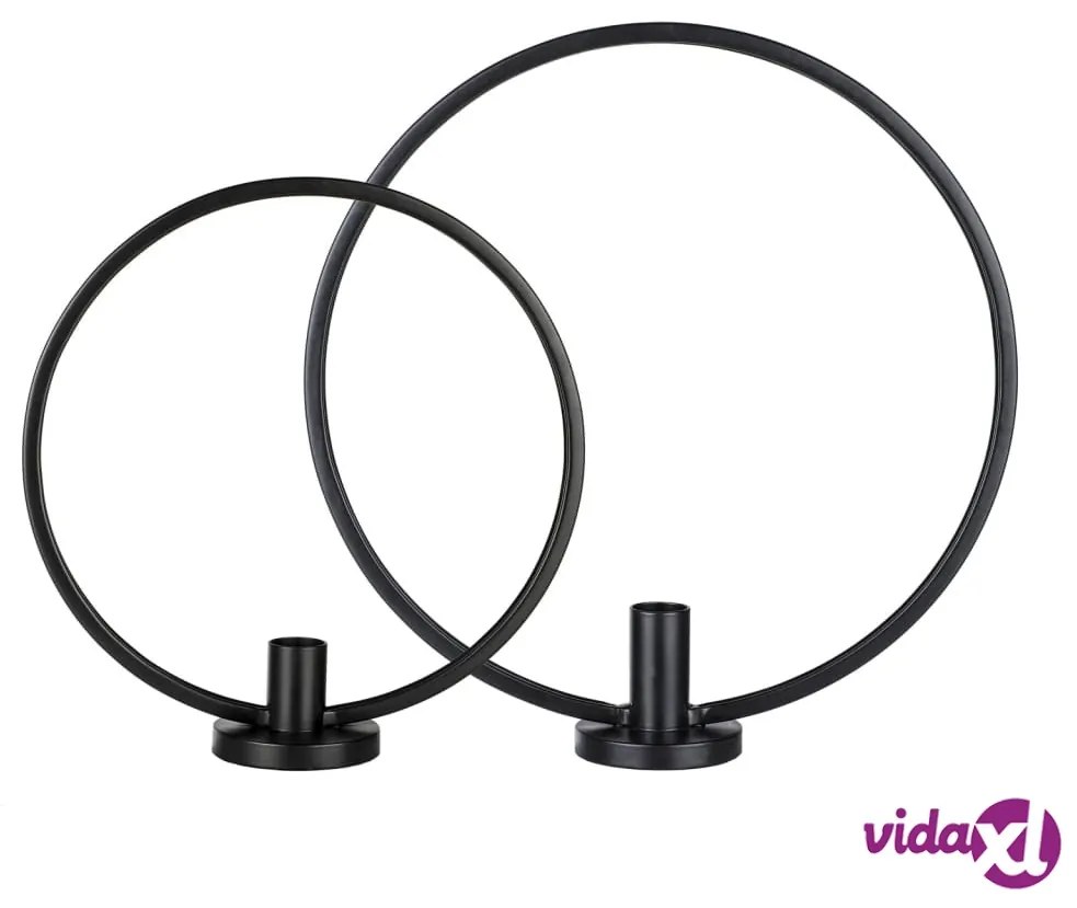 HI Set Portacandele ad Anello 2pz Nero