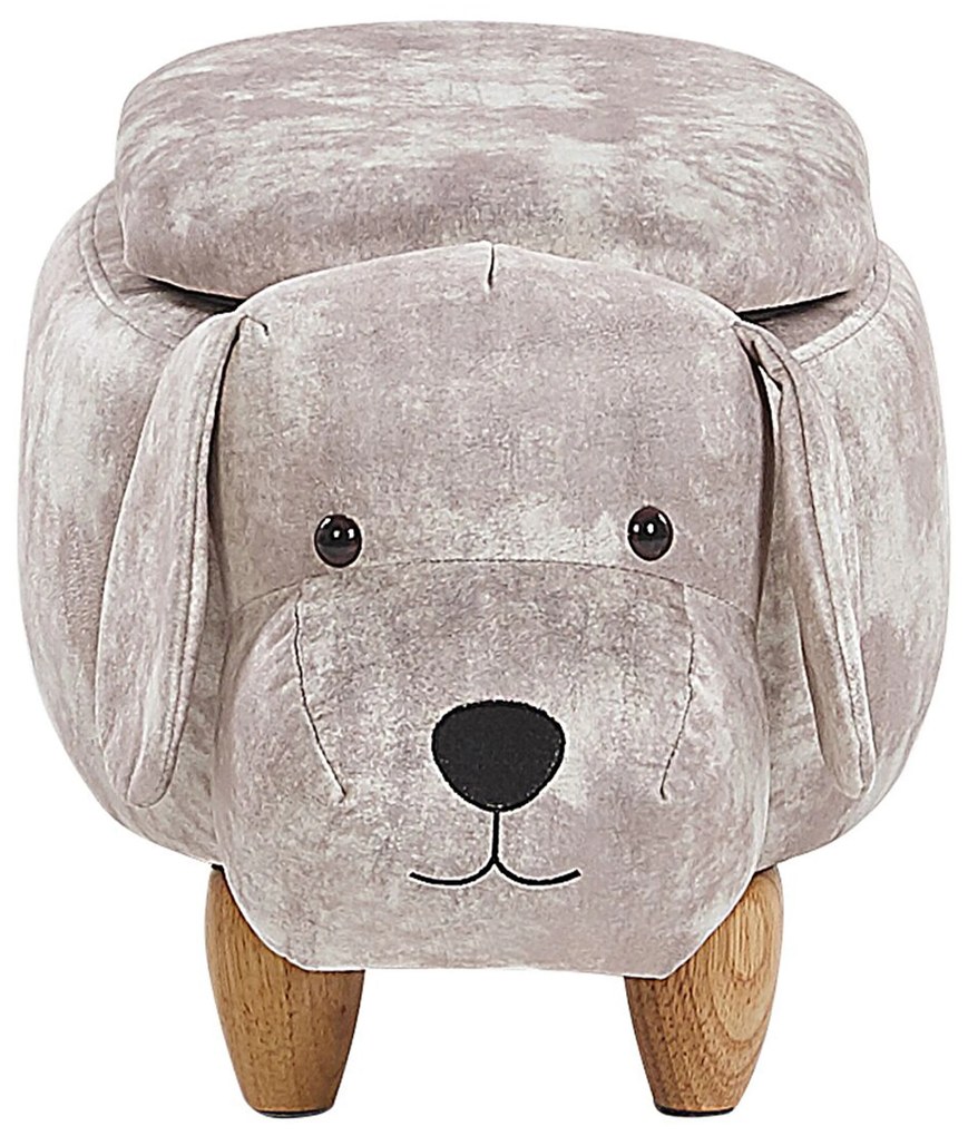 Pouf animaletto in velluto beige DOGGY Beliani