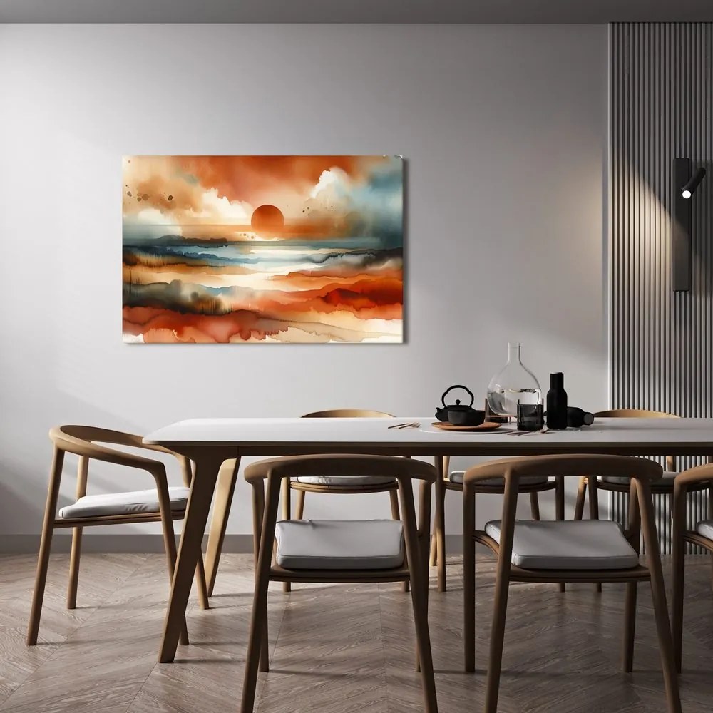 Quadro su tela – Sole al tramonto nel paesaggio