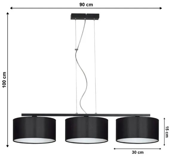 Lampadario a sospensione con filo ASTRA 3xE27/60W/230V nero