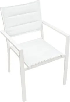 Sedia Da Esterno In Alluminio Con Braccioli Seduta In Textilene Imbottita Bianca