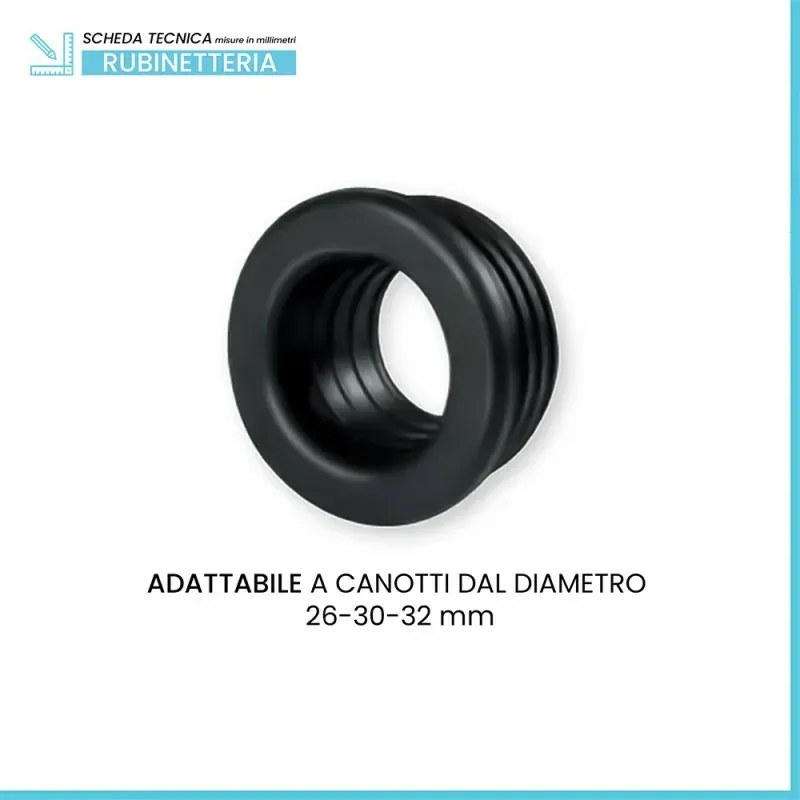 Morsetto in gomma nera per canotti diametro estendibile 46 mm