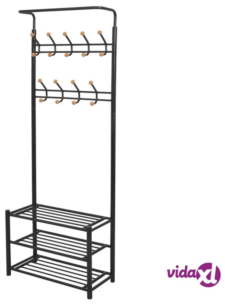 vidaXL Appendiabiti con Deposito per Scarpe 68x32x182,5 cm Nero