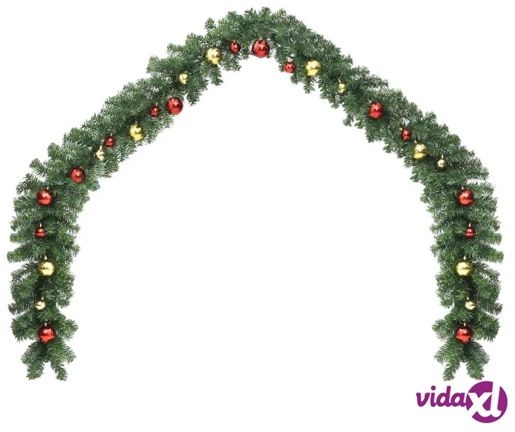 vidaXL Ghirlanda di Natale Decorata con Palline e Luci a LED 5 m