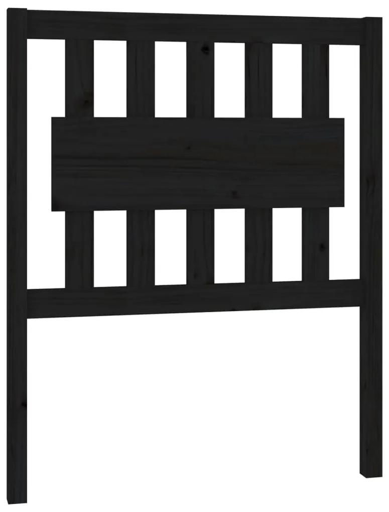 Testiera per letto nera 80,5x4x100 cm in legno massello di pino
