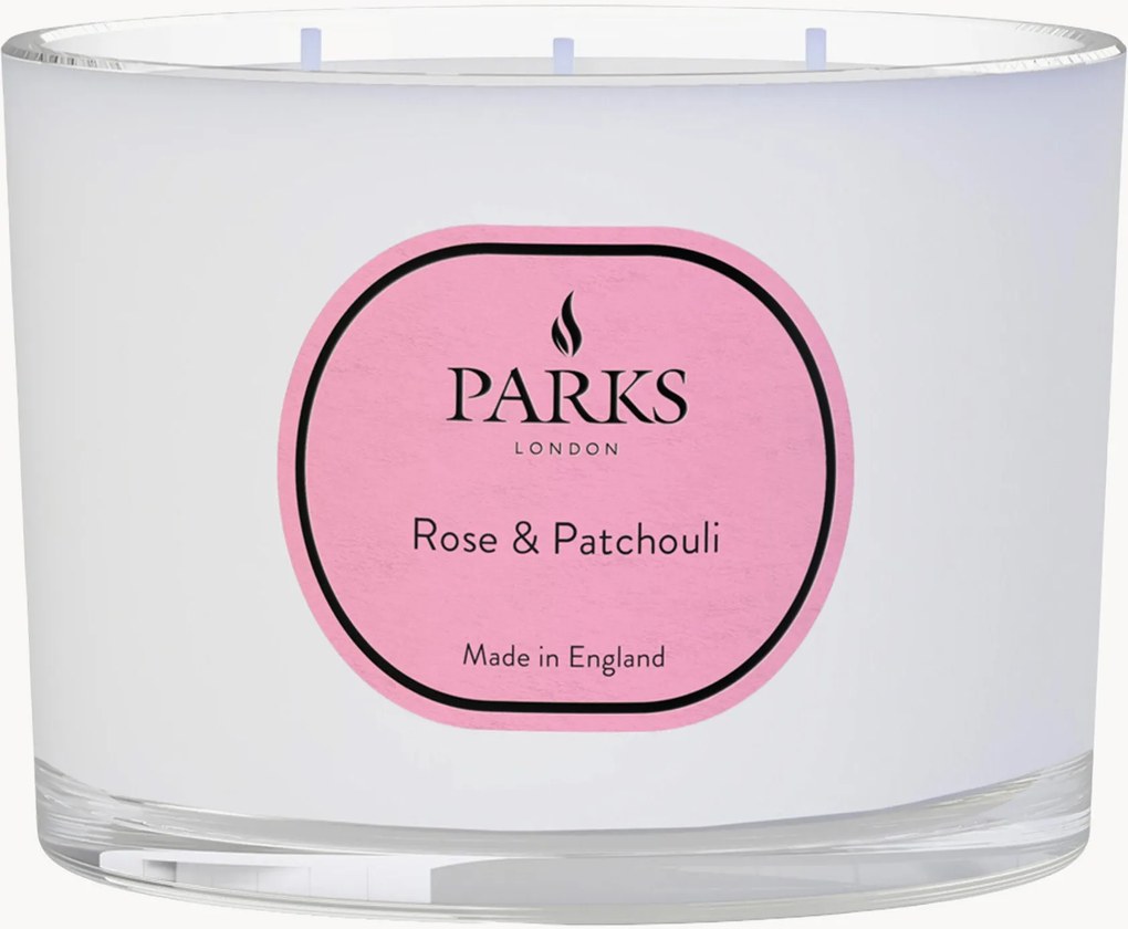 Candela profumata fatta a mano a tre stoppini Vintage Aromatherapy (rosa, patchouli e gambo verde)