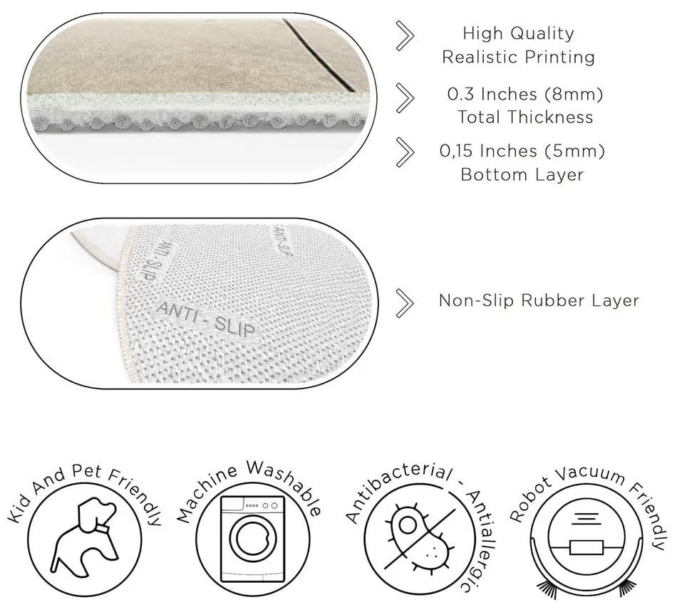 Tappeto rotondo beige lavabile ø 120 cm Simple Lines – Mila Home