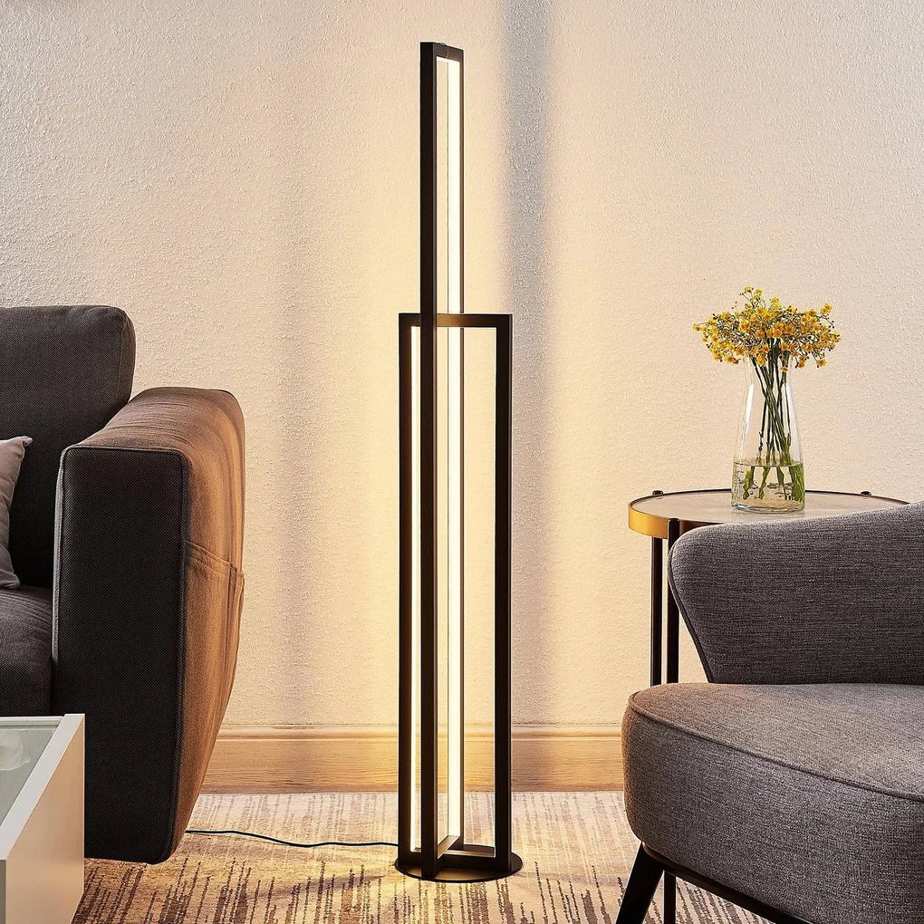 Lampada da tavolo LED 'Hylda' dimmerabile (Moderno) colore Nero, in Alluminio ad es. Soggiorno & Sala da pranzo (2 luci, lampadina inclusa) di Lucande | lampada da tavolo LED