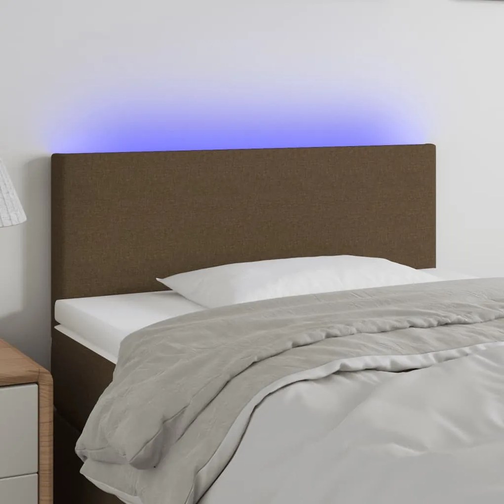 Testiera A Led Marrone Scuro 90x5x78/88 Cm İn Tessuto /
