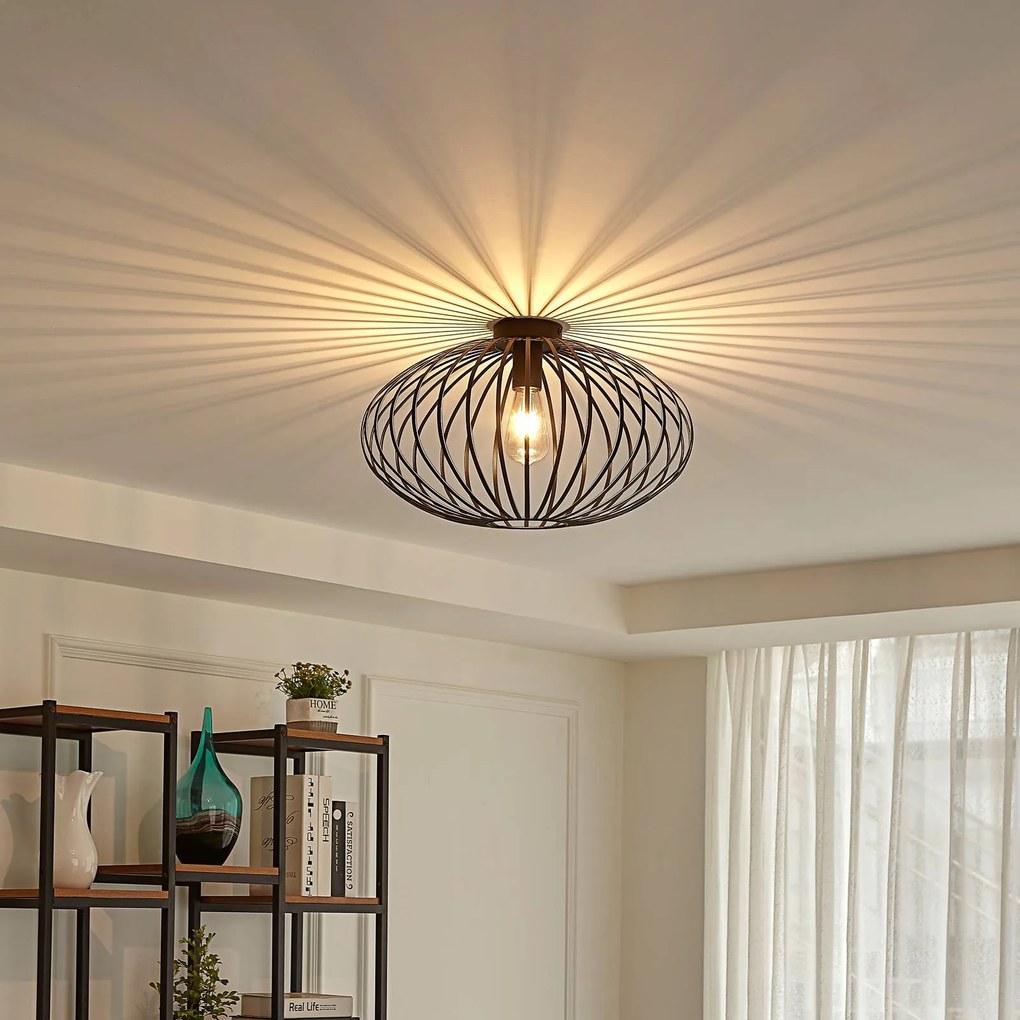 Plafoniera soffitto Maivi Lindby, dimmerabile, Nero, Soggiorno / Sala da pranzo, Metallo, Moderno, Plafoniera