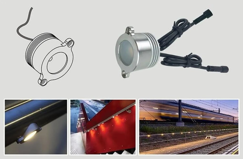 Faretto LED 1W IP67 per Corrimano - Professional Colore Bianco Naturale 4.000K