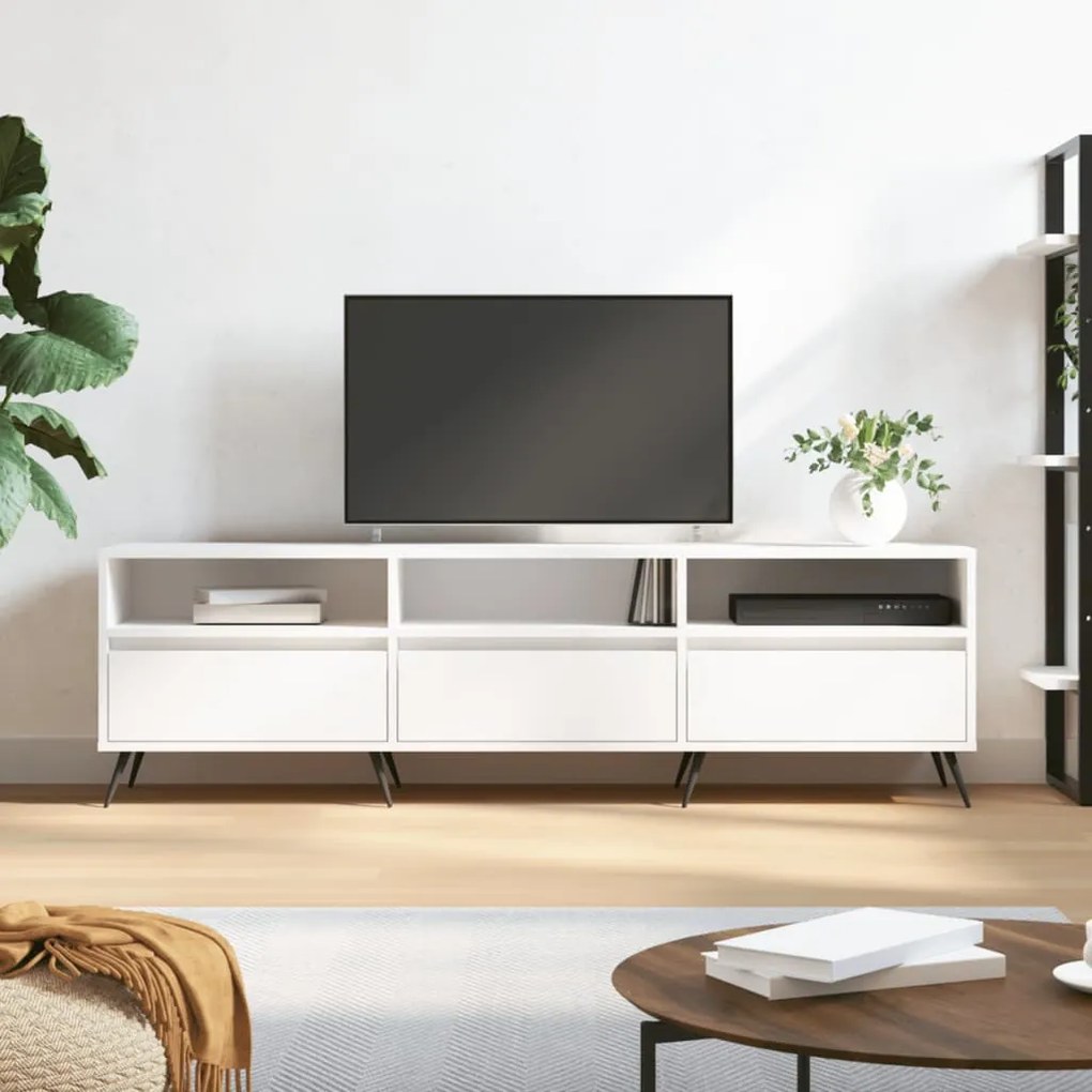 Mobile Porta Tv Bianco 150x30x44,5 Cm İn Legno Multistrato /