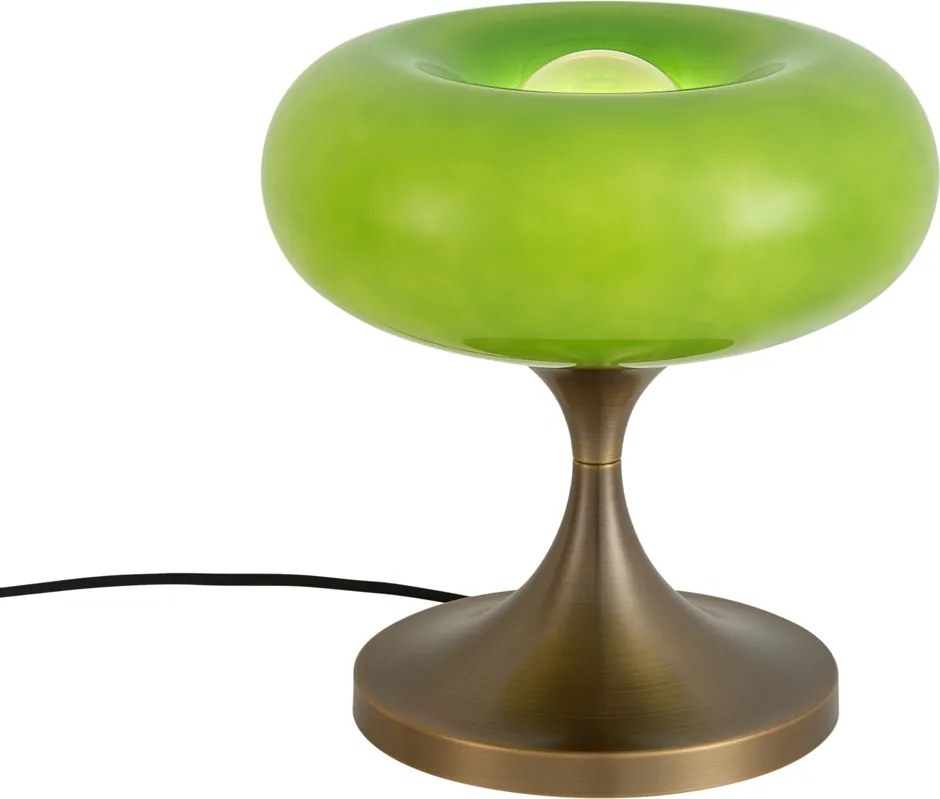 Lampada da tavolo retrò bronzo scuro con paralume in vetro verde 31 cm - Glaze