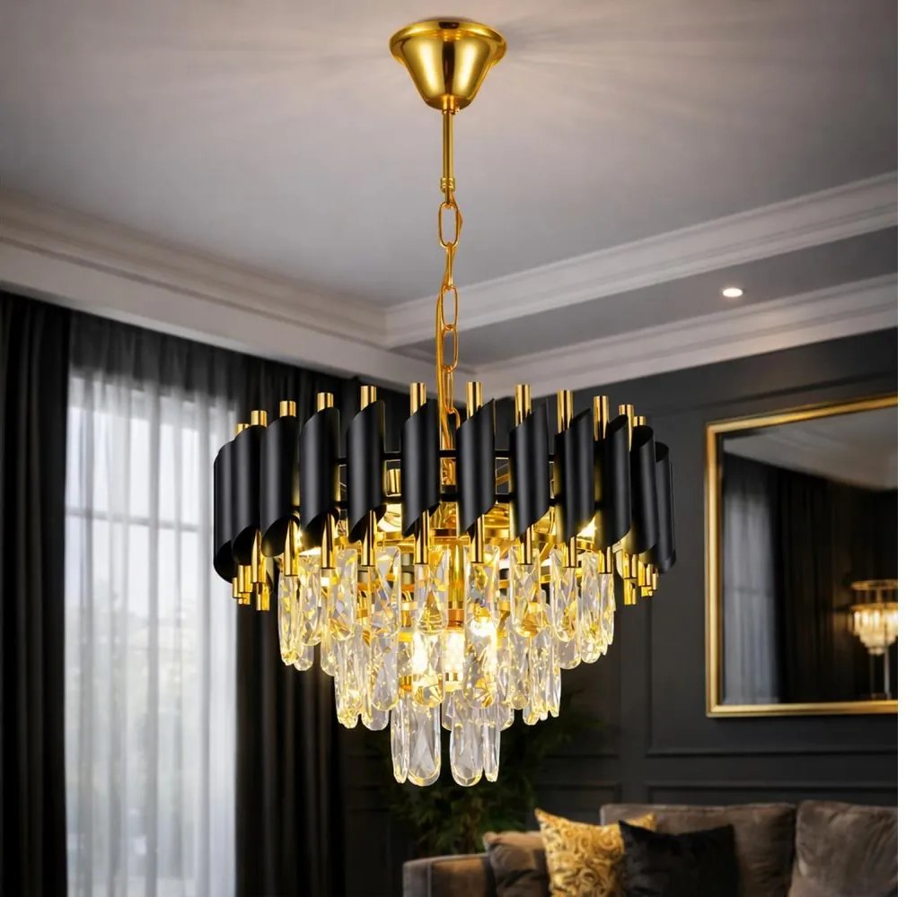 Brilagi - Lampadario a sospensione con catena ECLIPSE 5xE14/10W/230V Ø 38 cm nero/oro