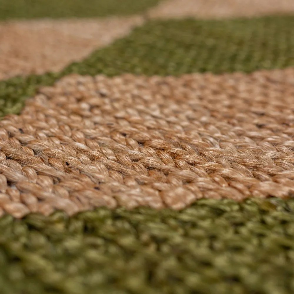 Tappeto verde/di colore naturale in misto iuta tessuto a mano 120x170 cm Effie Diamond – Flair Rugs