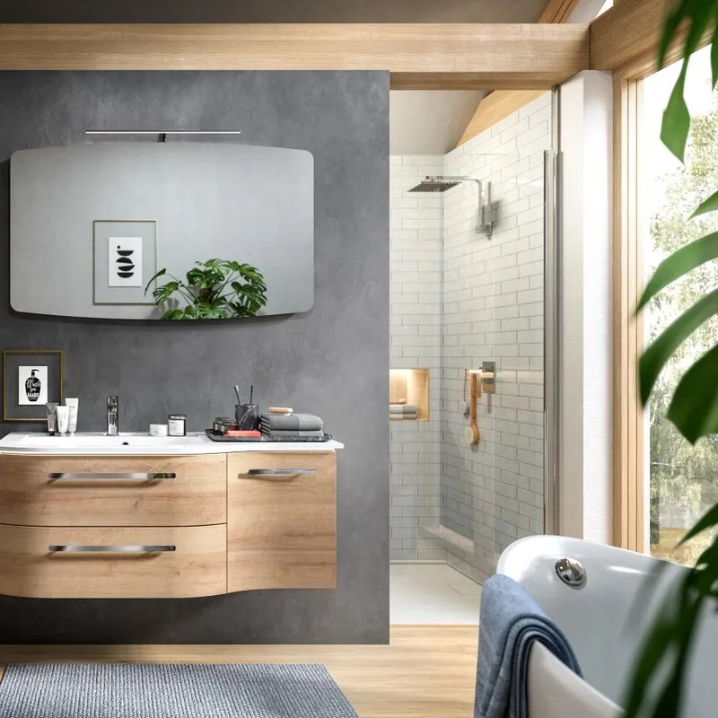 Mobile da bagno sospeso Contea di Pelipal  L 117 x H 48 x P 49.5 cm rovere riviera, 2 cassetti 1 anta sx