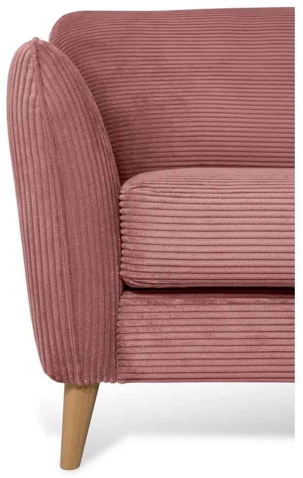 Divano angolare in velluto a coste rosa (angolo destro) Paris - Scandic