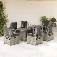 Set da Pranzo da Giardino 7 pz con Cuscini in Polyrattan Grigio 3262928