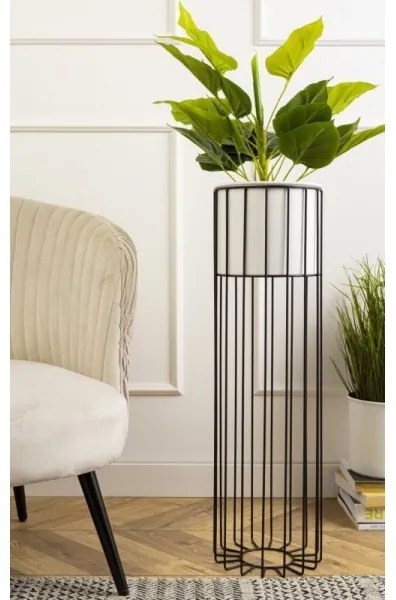 Vaso da fiori in metallo LOFT 70x20 cm nero/bianco