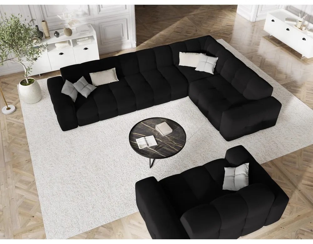 Divano angolare in velluto nero (angolo destro) Kendal - Micadoni Home