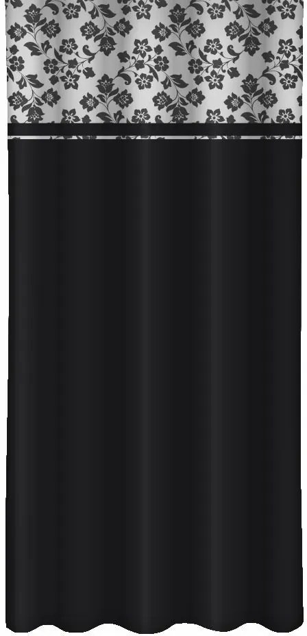 Tenda decorativa nera con stampa di fiori color grafite Larghezza: 160 cm | Lunghezza: 250 cm