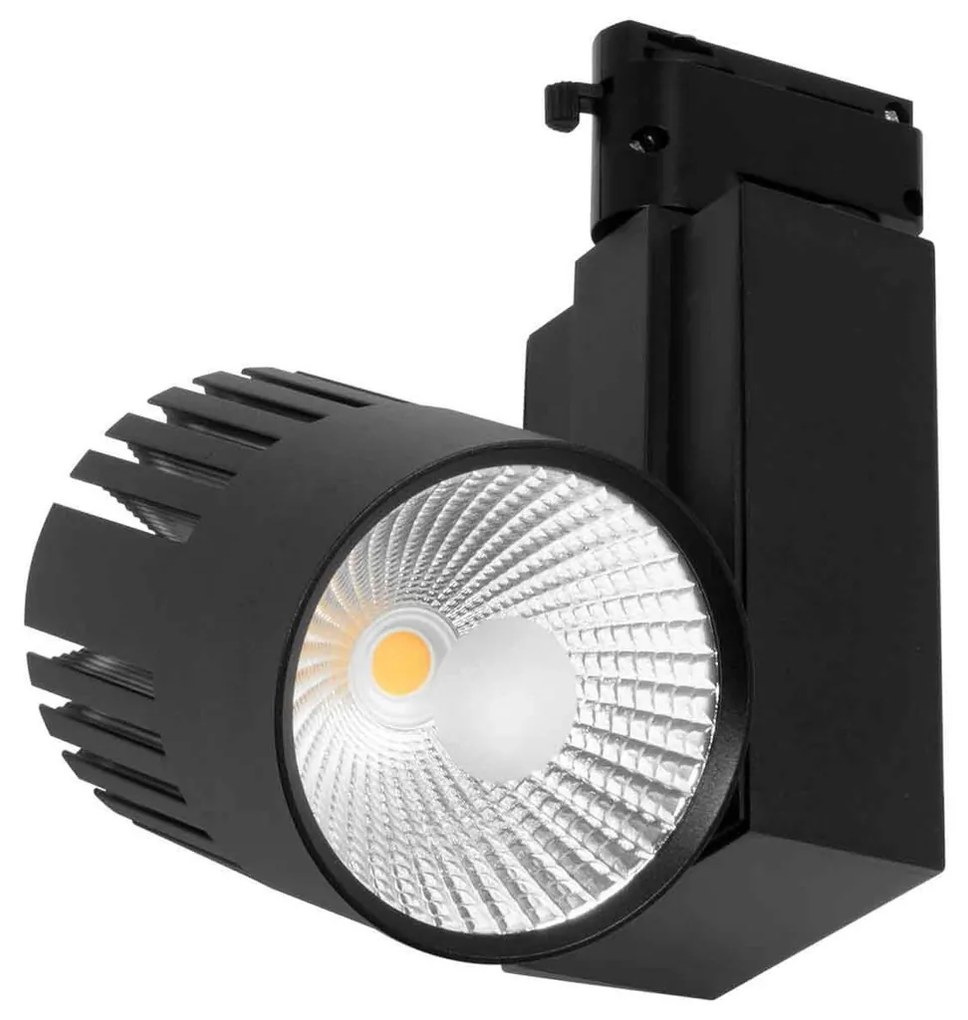 Faretto LED 40W per Binario Monofase CRI92 125lm/W 100° - Nero Colore Bianco Caldo 3.000K