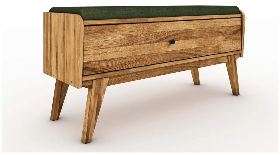 Panca portaoggetti in rovere con seduta verde Retro - The Beds