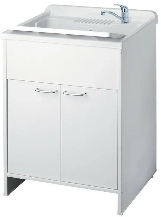 Mobile lavatoio 60x60 cm vasca in resina con asse e kit di scarico