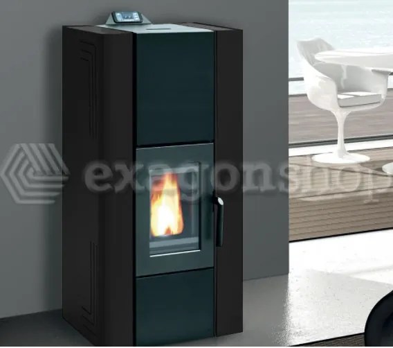 Royal Idro 270 Stufa A Pellet idro 26 kw Serbatoio 50 Kg 62x72x136 Cm In Acciaio Nero