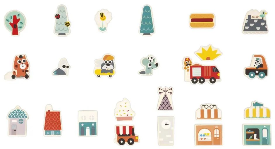 Magneti in legno - Città - 24 pz