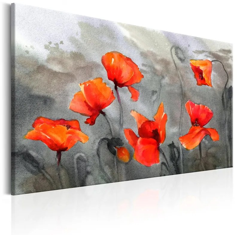 Quadro  Poppies (Watercolour)  Colore Grigio, Dimensioni e Misure 90x60