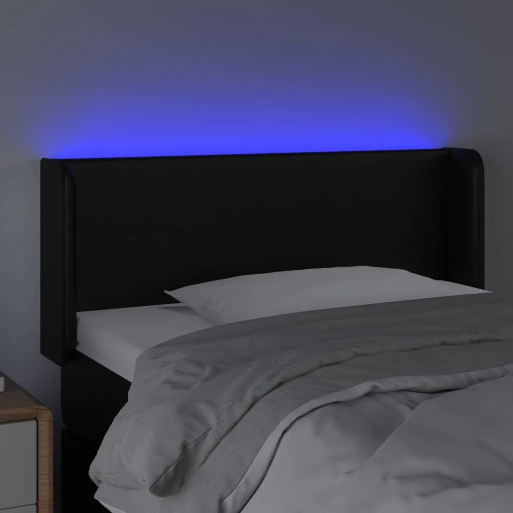 Testiera a led nera 103x16x78/88 cm in similpelle