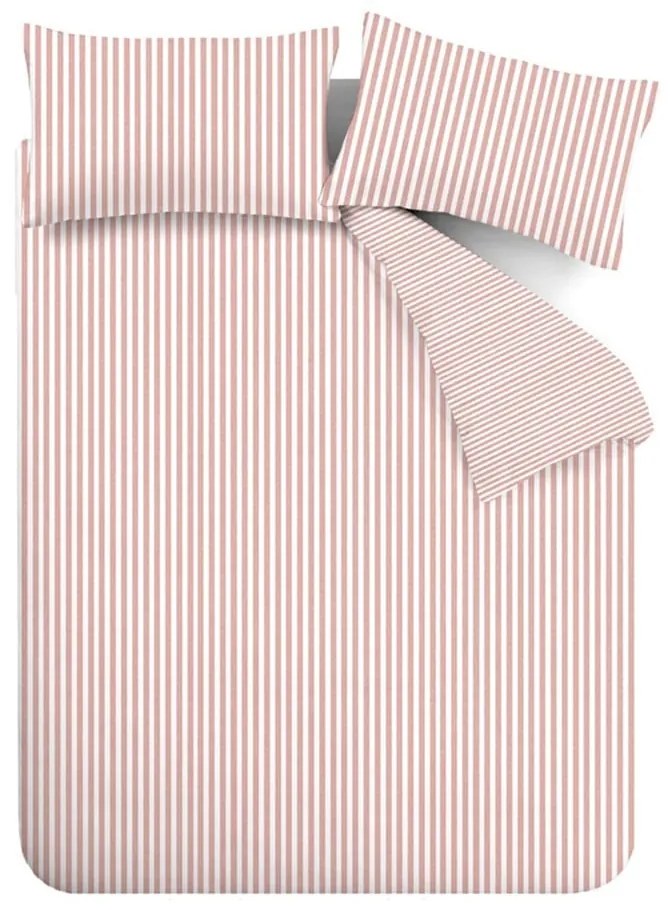 Biancheria da letto in flanella rosa per letto matrimoniale 200x200 cm Stripe - Catherine Lansfield