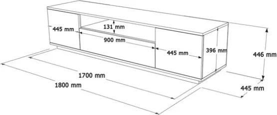 Mobile TV Da Terra 180x45x45 Bianco E Rovere Effetto Legno Frame