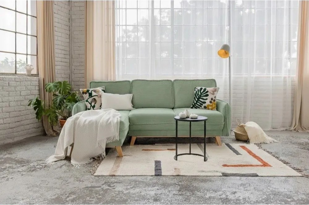 Divano letto in velluto a coste verde chiaro (variabile) Tori - Bonami Selection