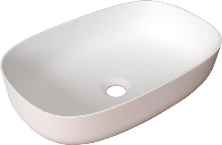 Lavabo da appoggio ovale in resina L 48 x H 12.5 x P 32 cm bianco