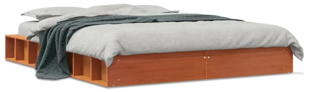 Letto Senza Materasso Marrone Cera 120x190 Cm İn Legno Di Pino /