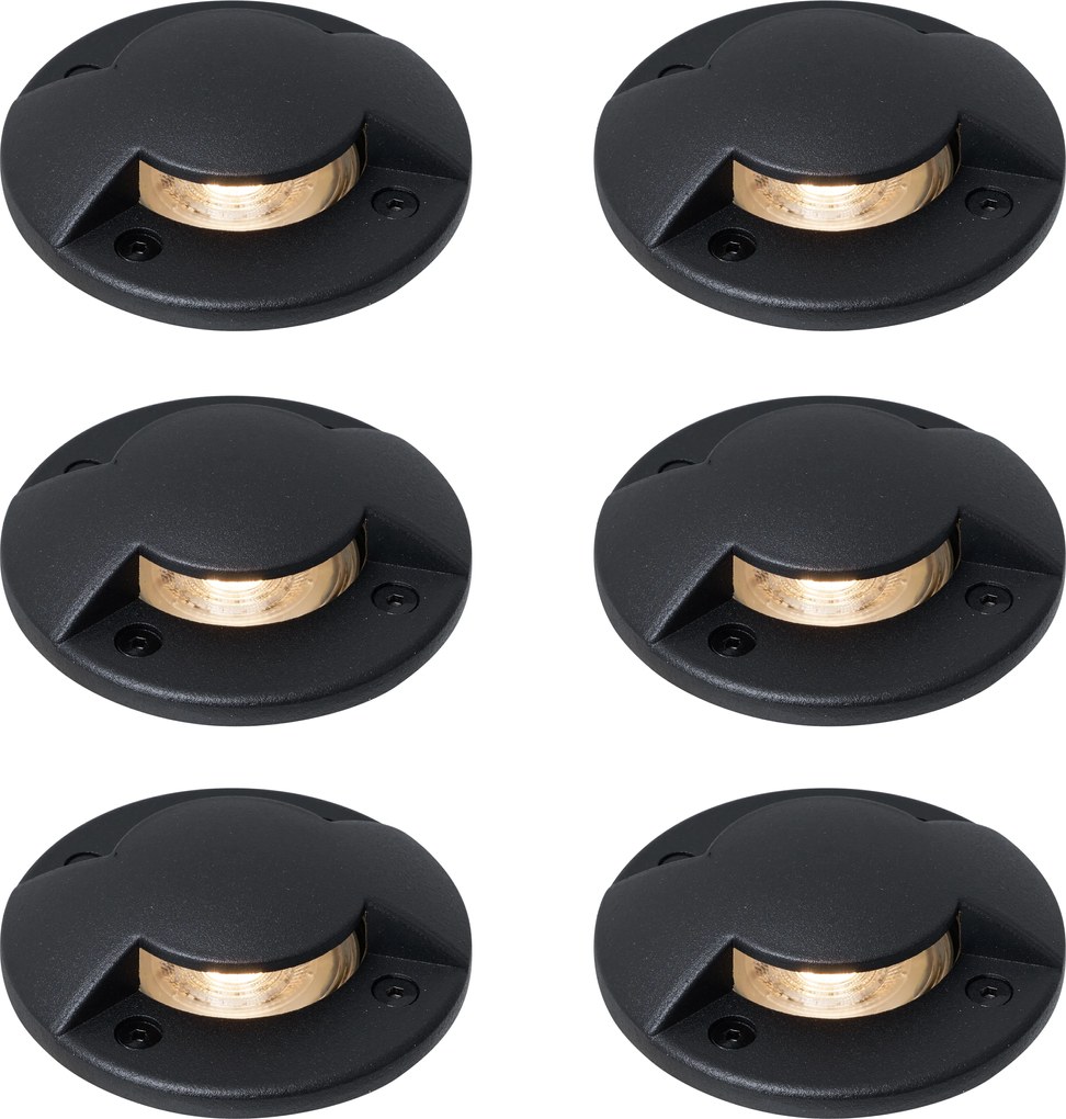Set di 6 faretti da terra moderni neri GU10 50mm effetto a 2 luci IP65 - Cellar