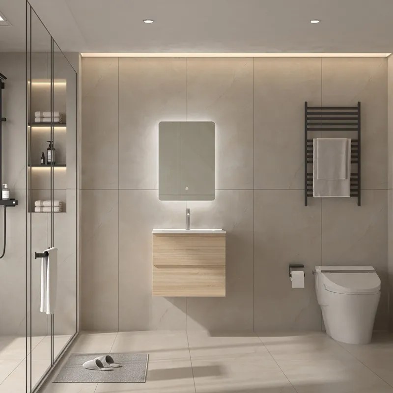 Mobile bagno 60 con lavabo integrato legno chiaro | KAM-HR60 - KAMALU