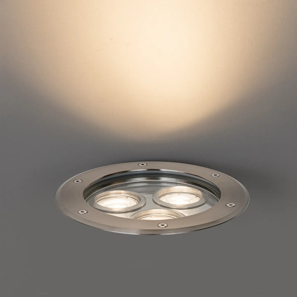 Faretto da terra moderno in acciaio 3 luci IP65 - Tribus