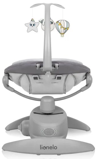 Lionelo - Dondolo per bambini con melodia MELL Grigio Pietra 4xAA + telecomando