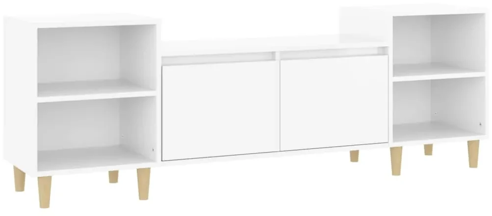 Mobile TV Moderno - Porta TV Bianco Lucido 160x35x55 cm in Legno  Multistrato BV836980 - BonneVie