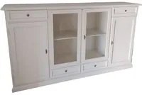 Madia credenza 4 porte 4 cassetti legno shabby bianco 205x49x113 - Mobili 2G