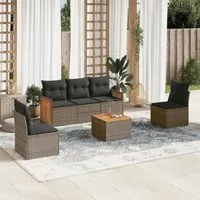 Set Divano da Giardino 6 pz con Cuscini Grigio in Polyrattan 3227537