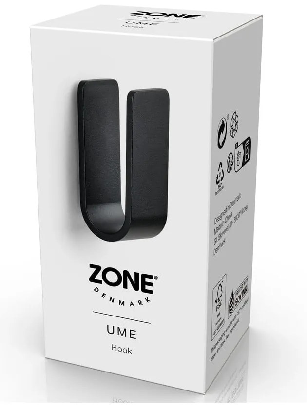 Gancio da parete nero in metallo Ume – Zone