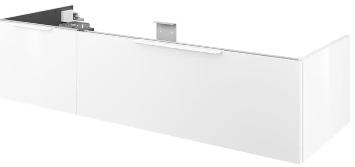 Mobile da bagno sospeso sotto lavabo L 135 x H 32 x P 48 cm rovere lucido, 2 cassetti Apertura push-pull SENSEA Neo, Maniglie acquistabili separatamente