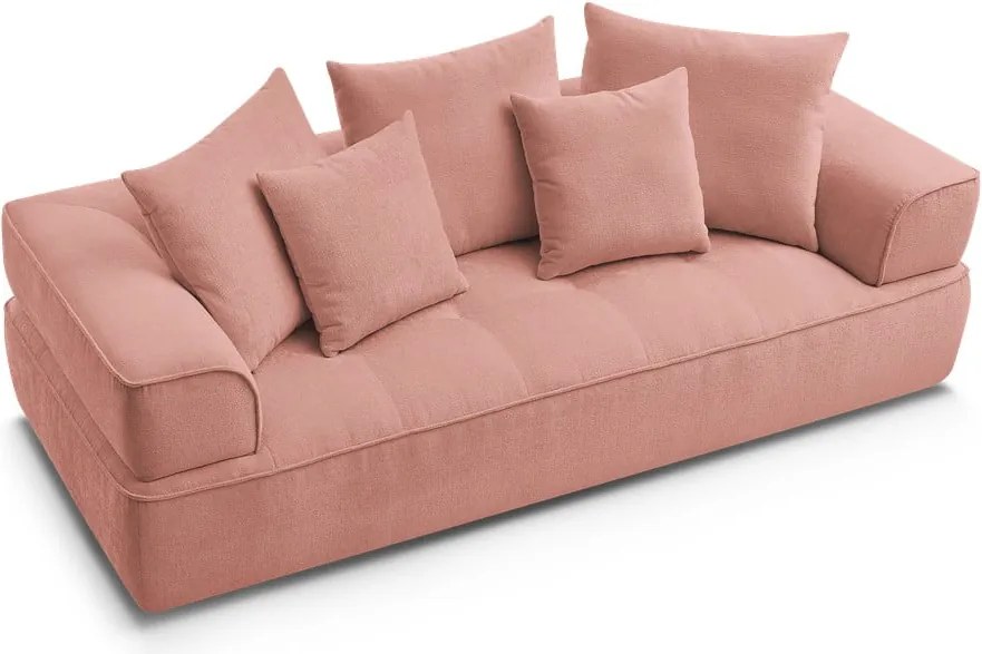 Divano rosa con rivestimento in ciniglia 237 cm Whesley – Bobochic Paris