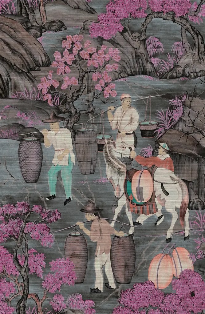 Arte International Carta da parati Toile de Tibet - Pink Blossom