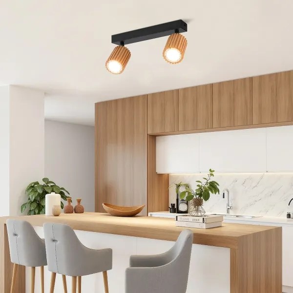 Brilagi - Faretto MODERN WOOD 2xGU10/8W/230V legno/nero