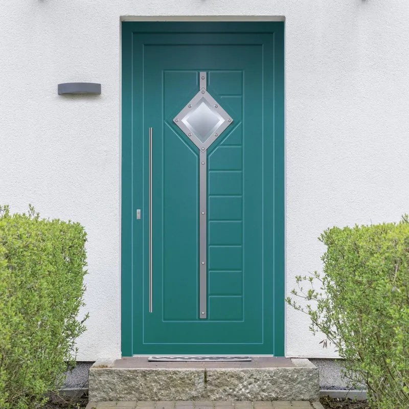 Portoncino d'ingresso Modern2 L 90 x H 210 cm in alluminio blu, apertura spingere a destra